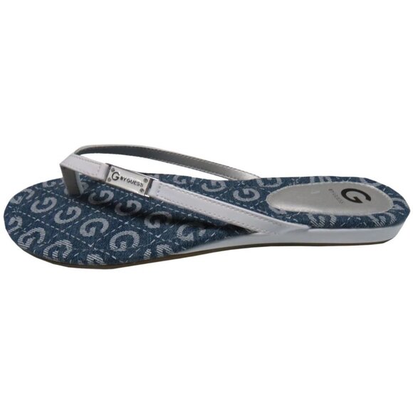G by Guess Women's Jumper-C Flip Flops Sandals Blue and White - Picture 2 of 5
